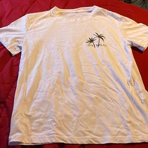 simple basic white tee with palm trees “just relax”